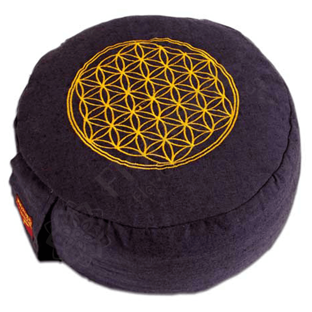 Meditációs párna - kerek - Élet virága szimbólummal - kék-narancs Meditációs párna - kerek - Élet virága szimbólummal - kék-narancs